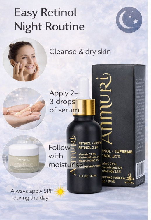 Retinol Supreme 2.5% Serum with Hyaluronic Acid & Niacinamide | Ammuri