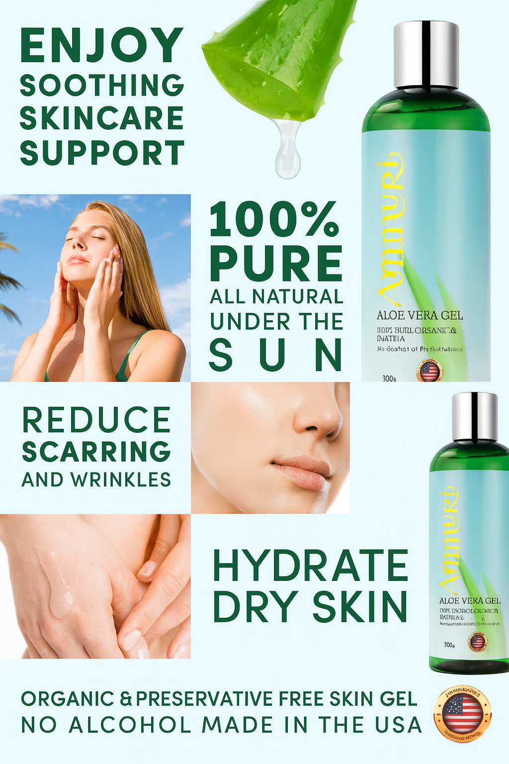 Aloe Vera Gel 300g Bottle – 5 Pack | Ammuri