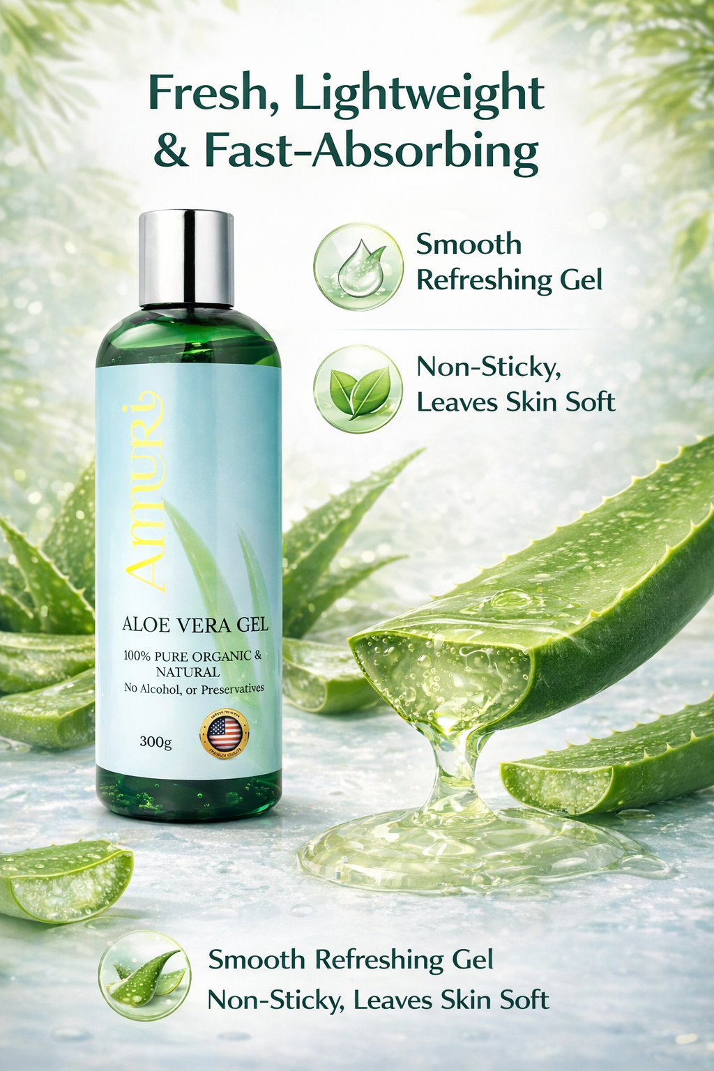 Aloe Vera Gel 300g Bottle – Face, Body & Hair | Ammuri