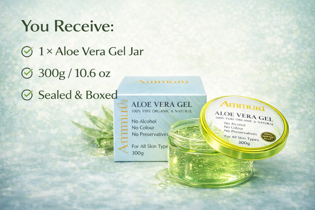 Aloe Vera Gel 300g Jar – Face, Body & Hair | Ammuri