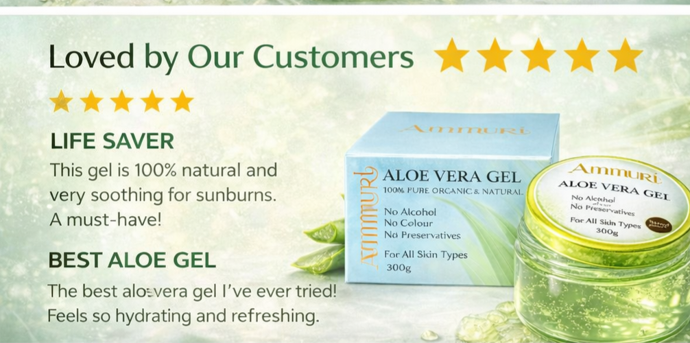 Aloe Vera Gel 300g Jar – Face, Body & Hair | Ammuri