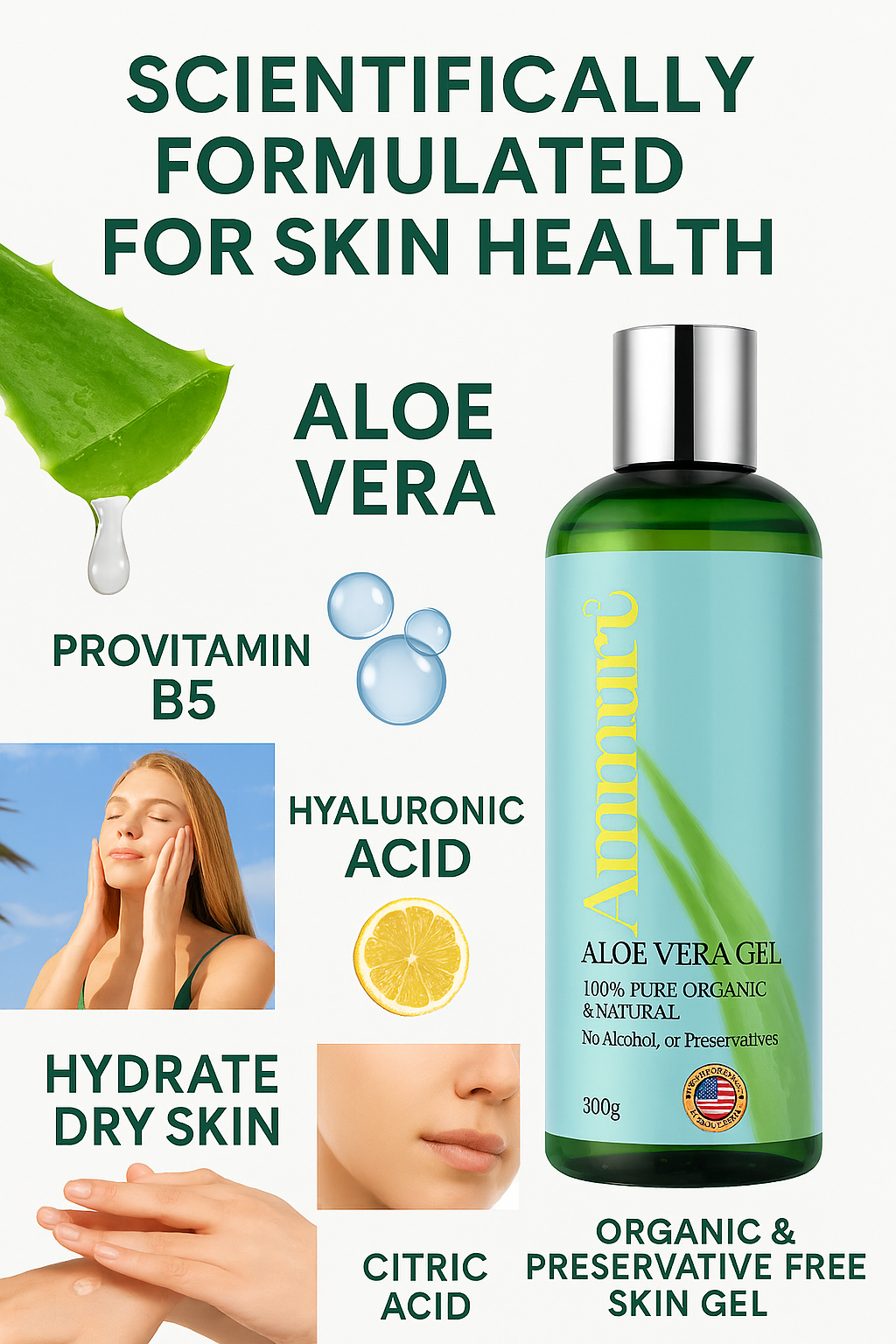 Aloe Vera Gel 300g Bottle – 5 Pack | Ammuri