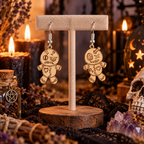 Voodoo Doll Wooden Halloween Earrings | Laser Cut