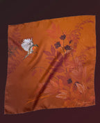 Rust floral Silk Pocket Square and Bow tie in 'Ember' robin print