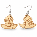 Witch Hat Wooden Halloween Earrings | Spider & Bat