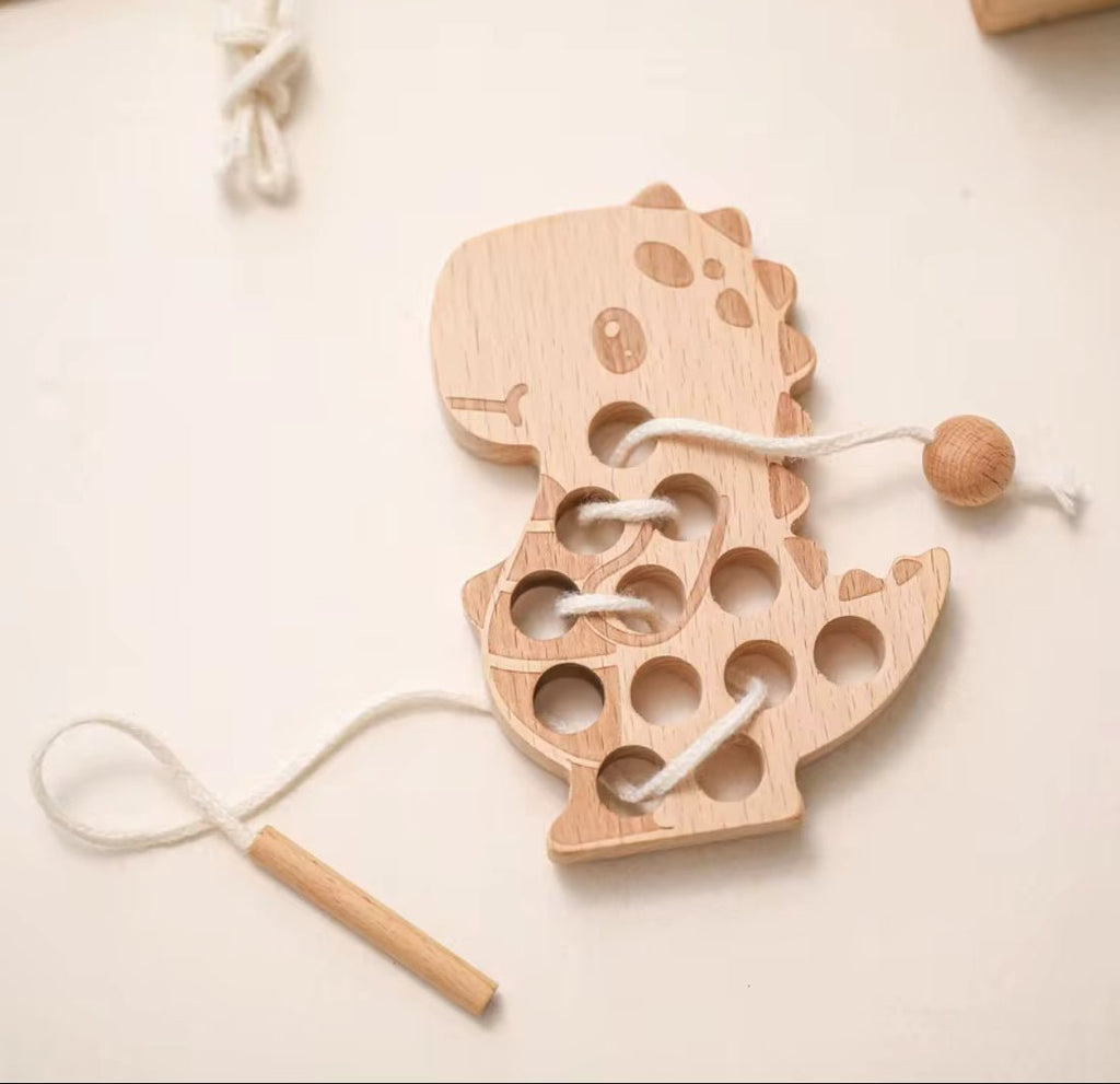 Wooden Dinosaur Lacing Toy