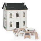Noble Wooden Dollhouse with 11-Piece Furniture Set