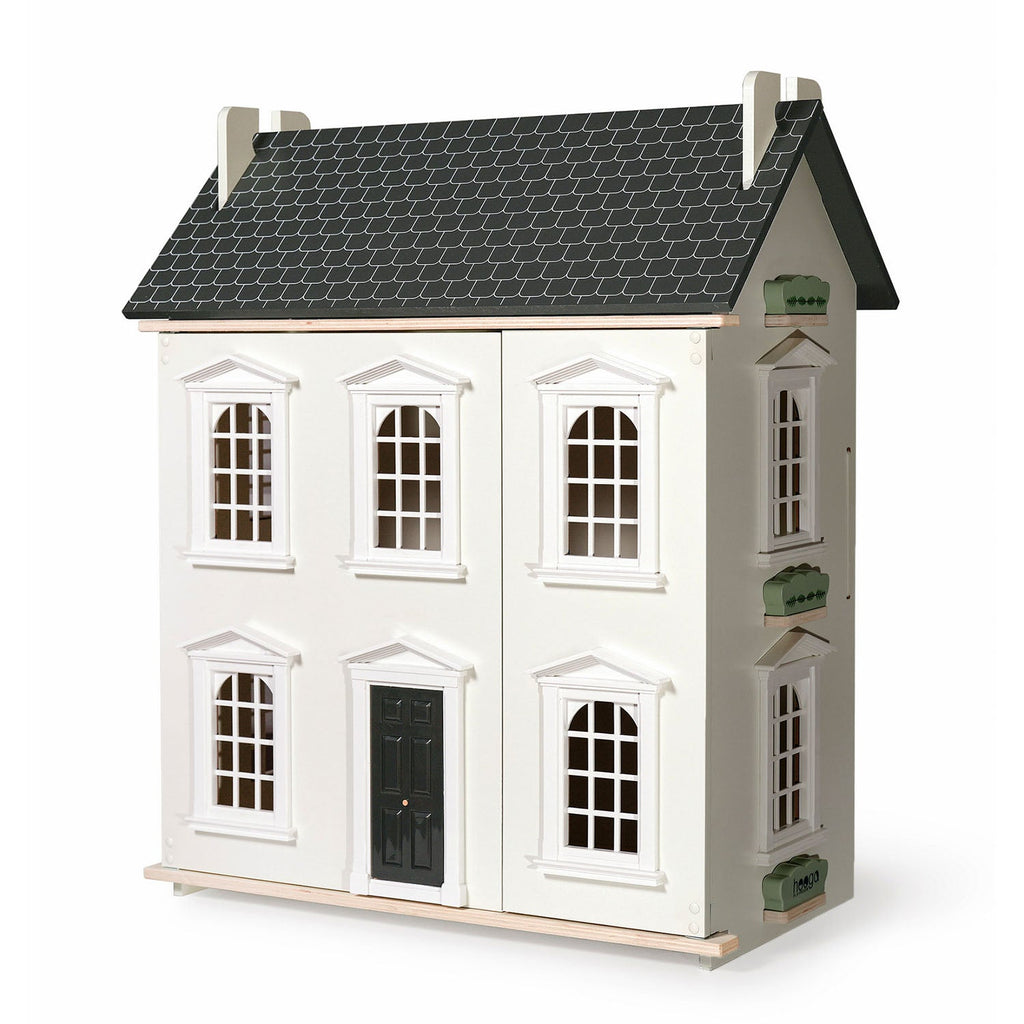 Noble Wooden Dollhouse with 11-Piece Furniture Set