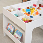 Kids Wooden Activity Table with Storage, Baseplate and Blackboard