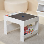 Kids Wooden Activity Table with Storage, Baseplate and Blackboard
